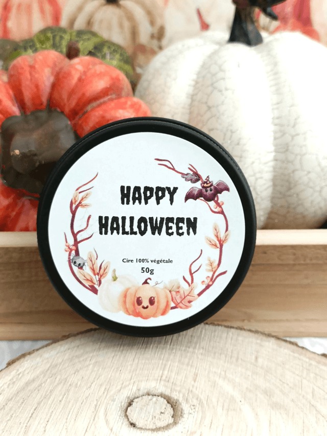 Bougie Halloween boîte métallique noire