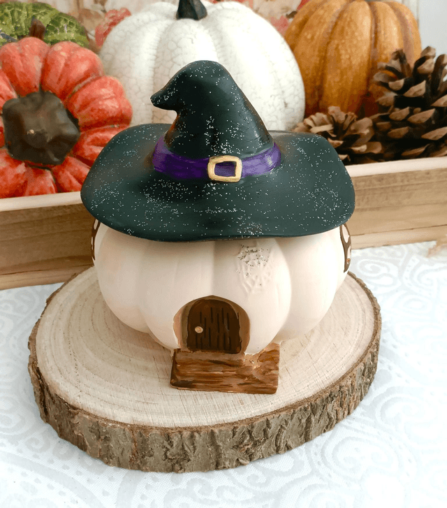 Bougie Halloween citrouille maison de sorcière
