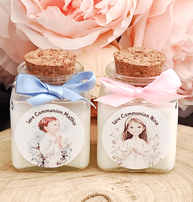 Bougie flacon cadeau invités communion