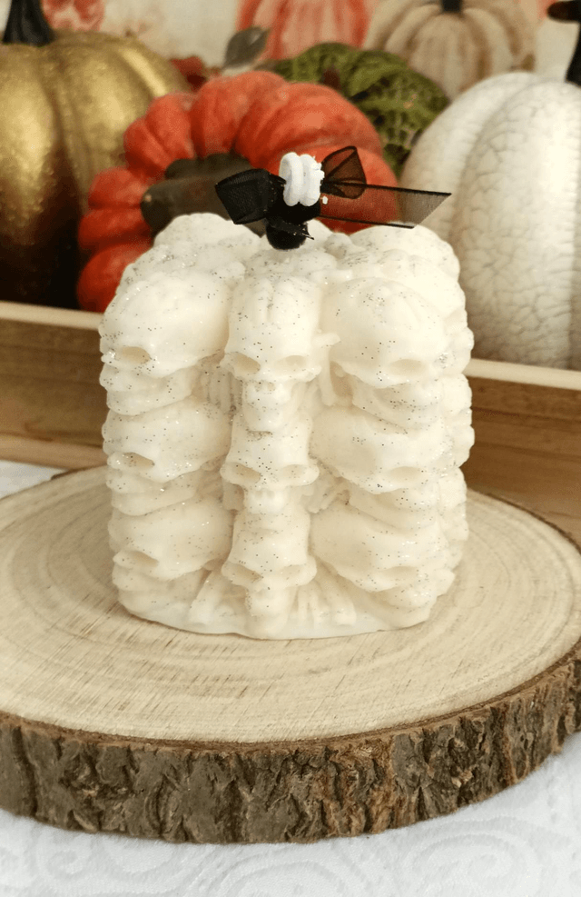 Bougie Halloween cube 3D squelette