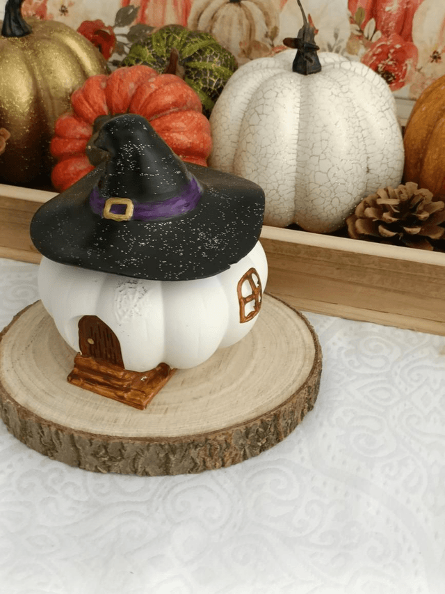 Bougie Halloween citrouille maison de sorcière