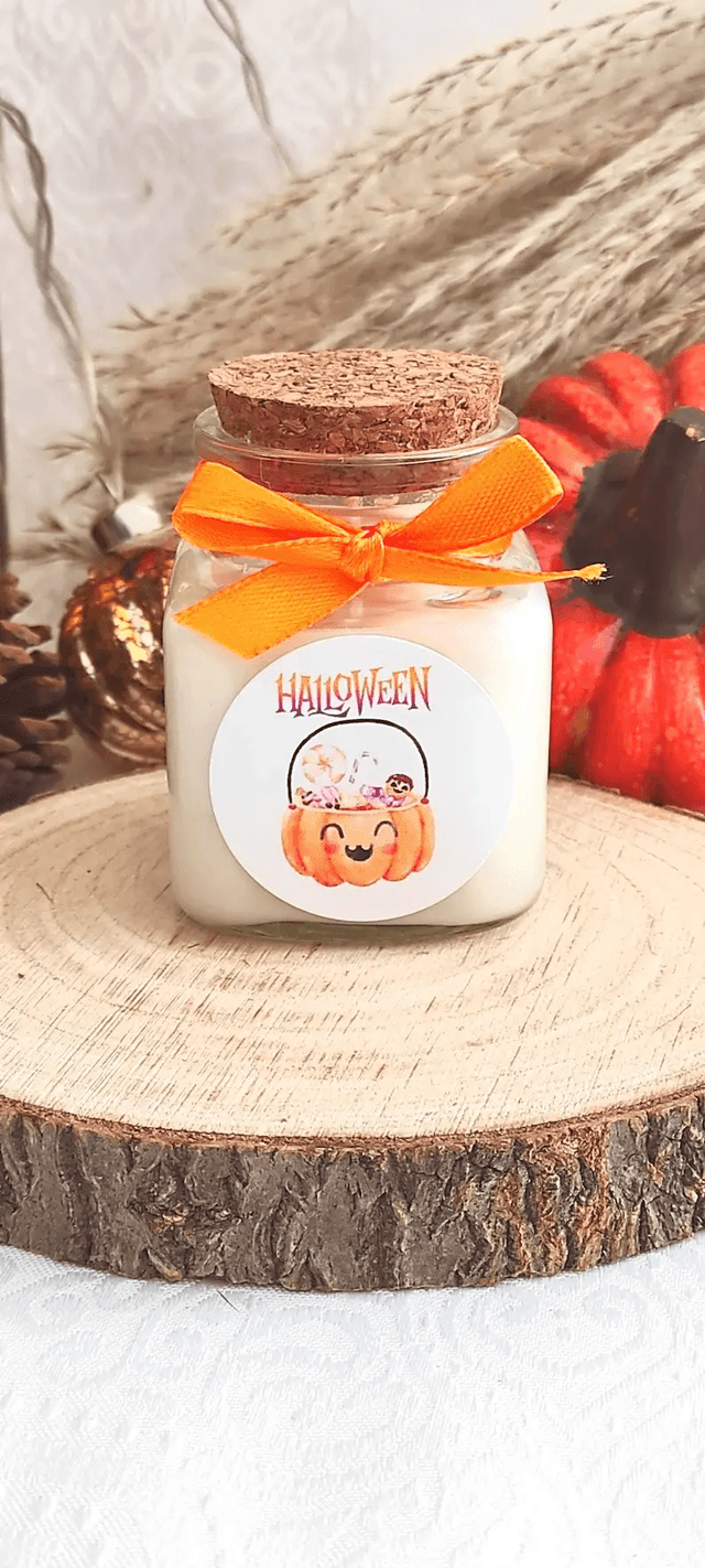 Bougie personnalisée flacon cadeau Halloween / Automne