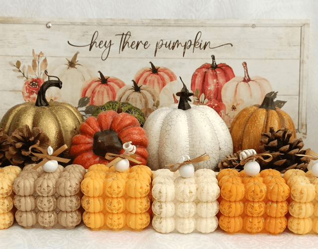 Bougie Halloween cube 3D citrouille
