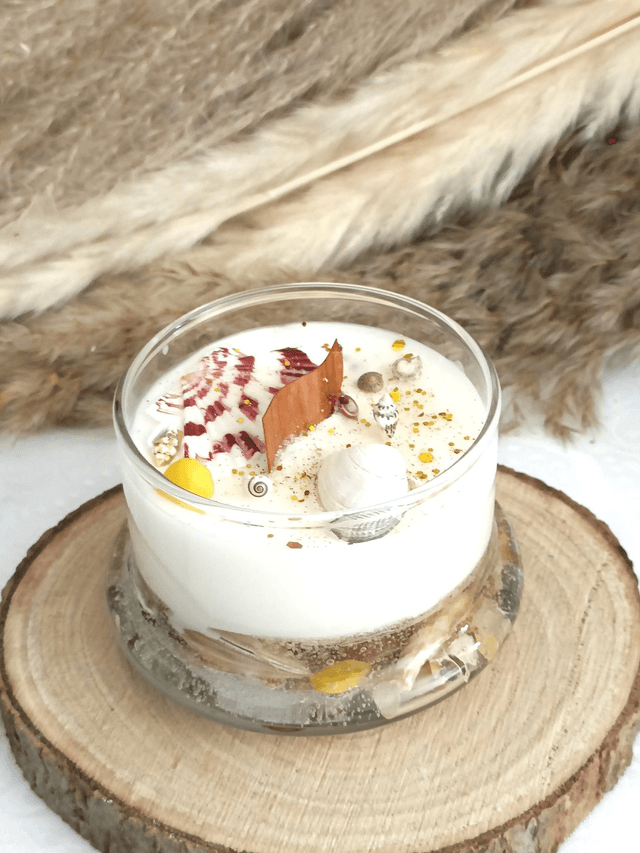 Bougie sous cloche coquillages