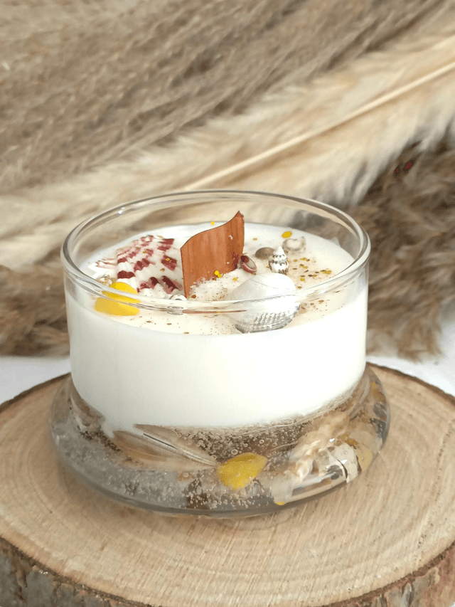 Bougie sous cloche coquillages
