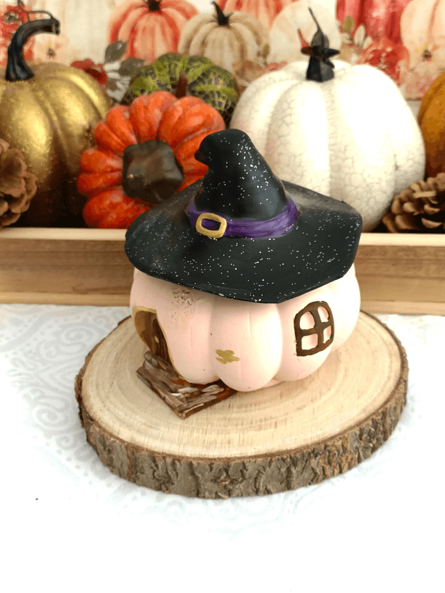 Bougie Halloween citrouille maison de sorcière