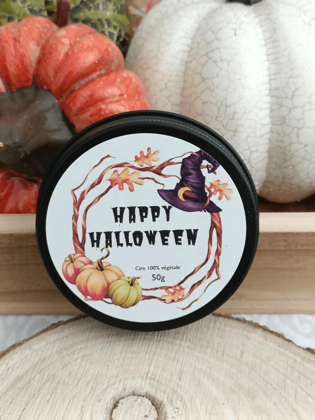 Bougie Halloween boîte métallique noire