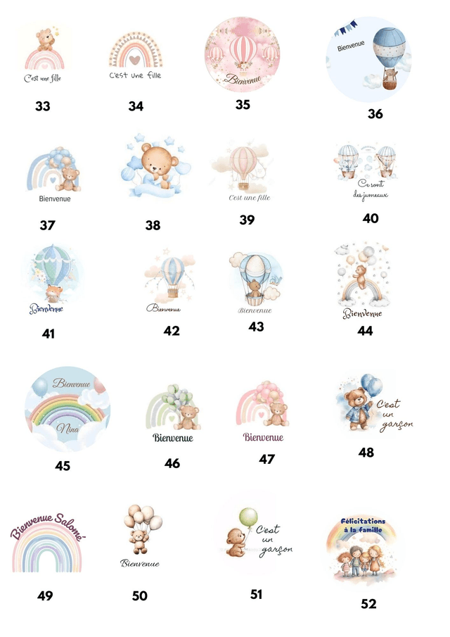 Etiquettes personnalisées Baby shower / Gender reveal plaquettes A4 