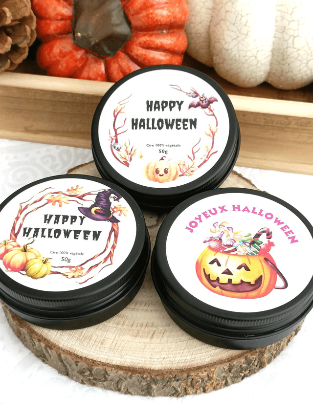 Bougie Halloween boîte métallique noire
