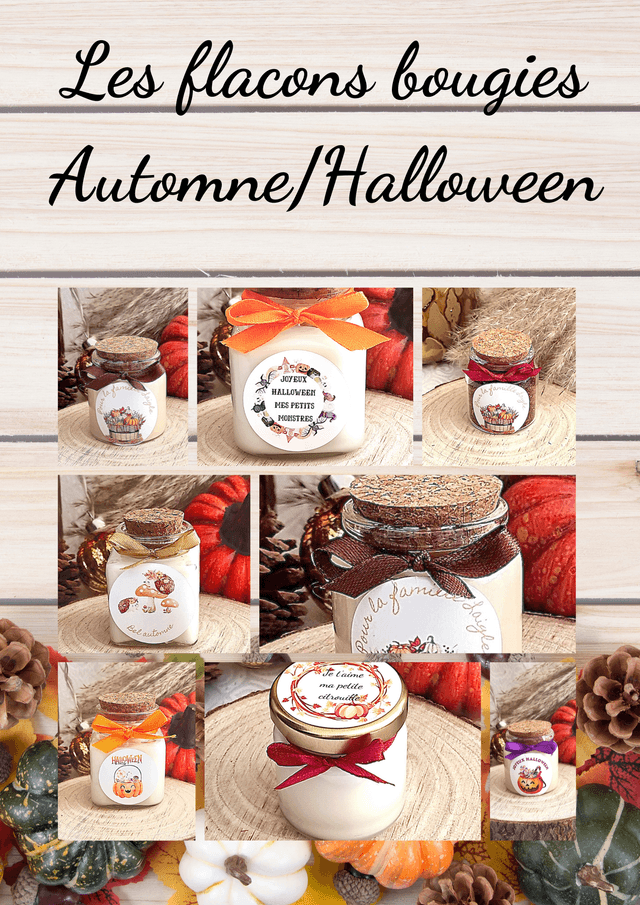 Bougie personnalisée flacon cadeau Halloween / Automne