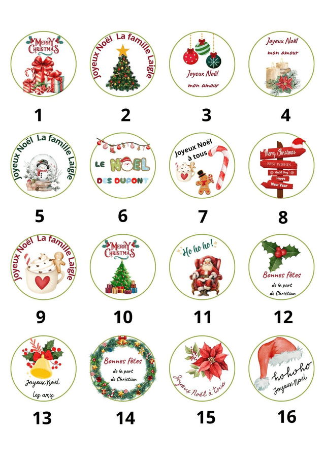 Etiquettes personnalisées Noël plaquettes A4  